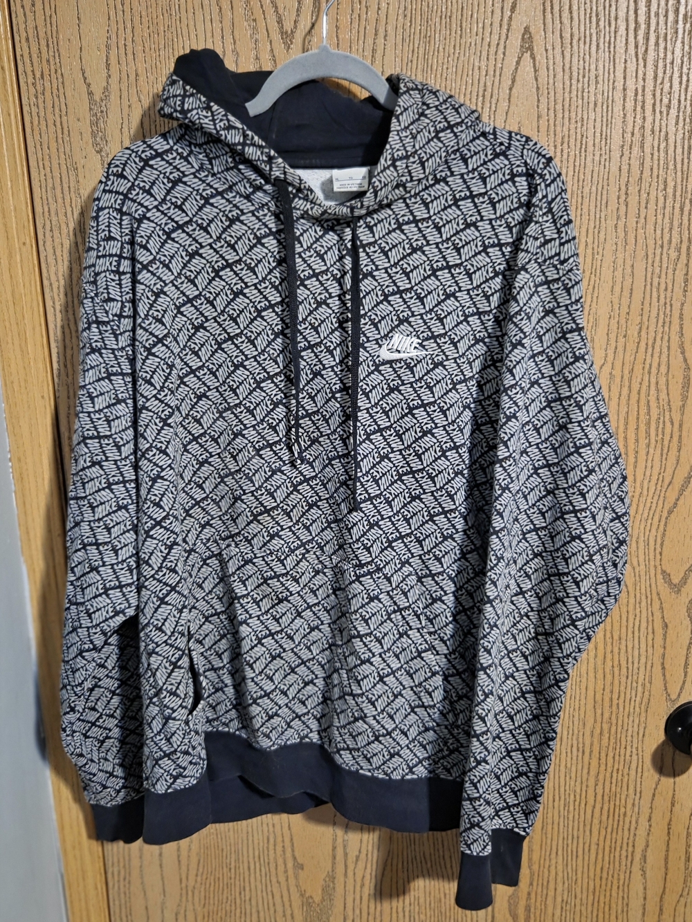 Nike Black & White All-Over Logo Pullover Hoodie